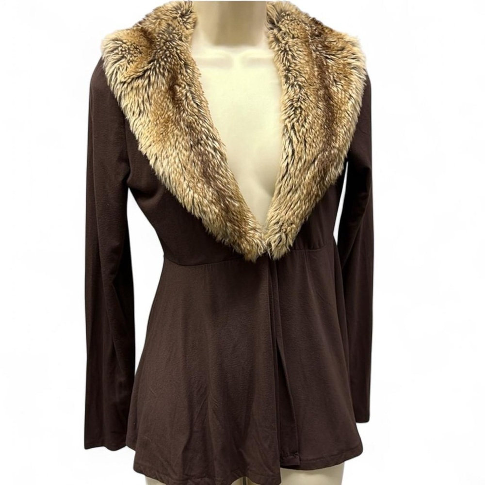 Boston Proper Brown Jacket with Faux Fur Collar
